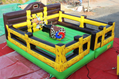 attention-grabbing western corral themed inflatable cushion mechanical rodeo bull riding simulator machine for sale