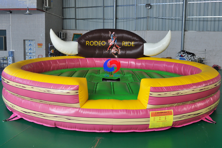one-stop shipment mechanical rodeo bull ride inflatable mat on sale,  custom bull inflatable for sale