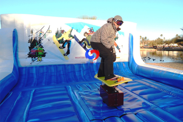 cool winter fun sport mechanical rodeo snowboard Simulator Ride with inflatable crash mat for sale