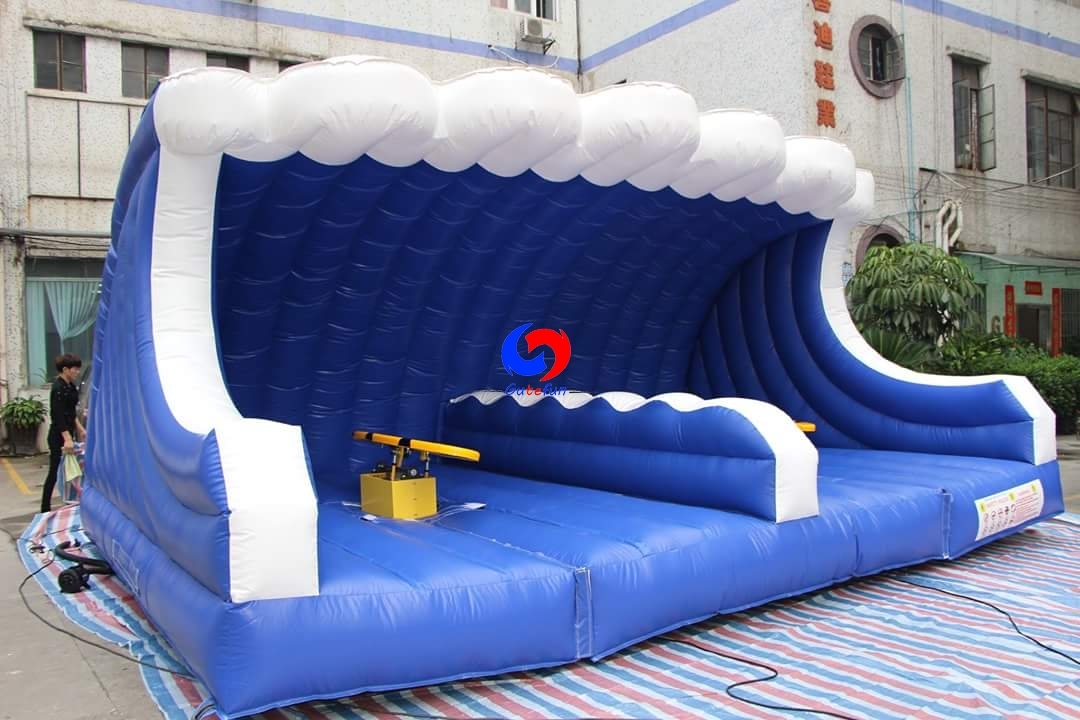 big inflatable wave 2 players double surfboard simulator games, twin surfboard ride machine for sale
