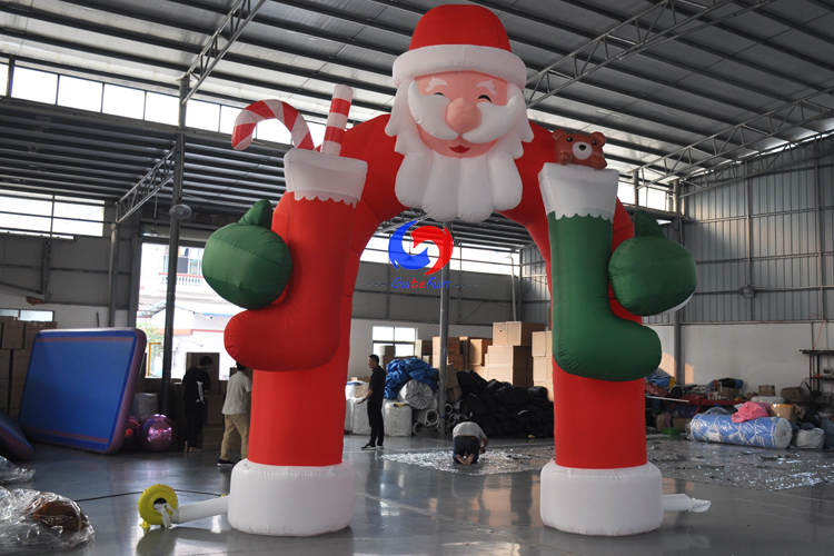 outdoor christmas inflatable santa claus entrance arch, decorative christmas arches