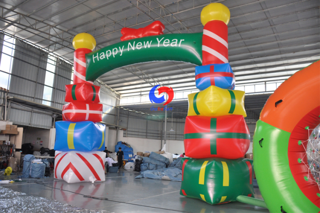 outdoor giant christmas tree gift inflatable entrance arch for decoration