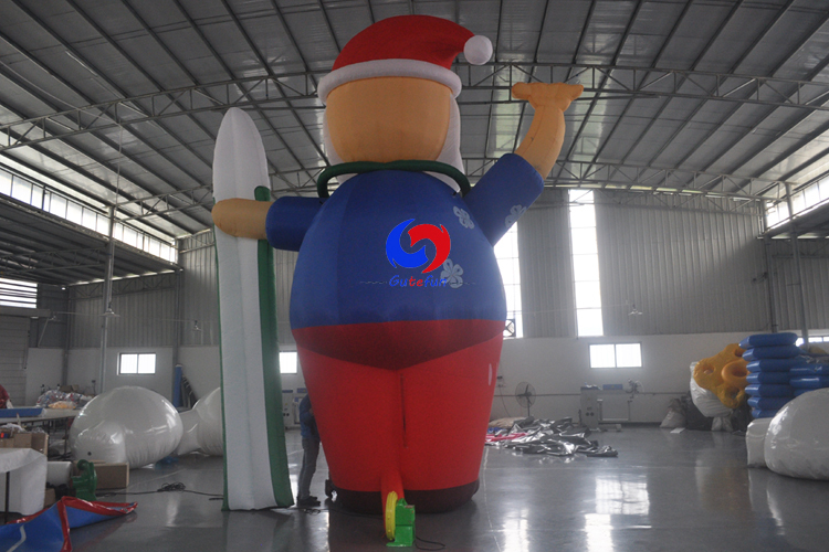 lowes small commercial inflatable surfing santa claus , 6m surfboard santa for Merry Christmas Holiday