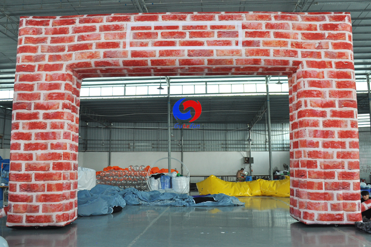 OEM custom brick wall air inflatable finish line arch, inflatable ...