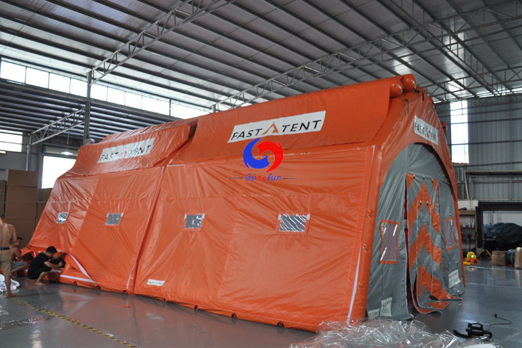 Outdoor fast set  waterproof TWO rooms disaster relief emergency thickened warm house inflatable tent