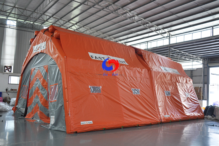 Outdoor fast set  waterproof TWO rooms disaster relief emergency thickened warm house inflatable tent