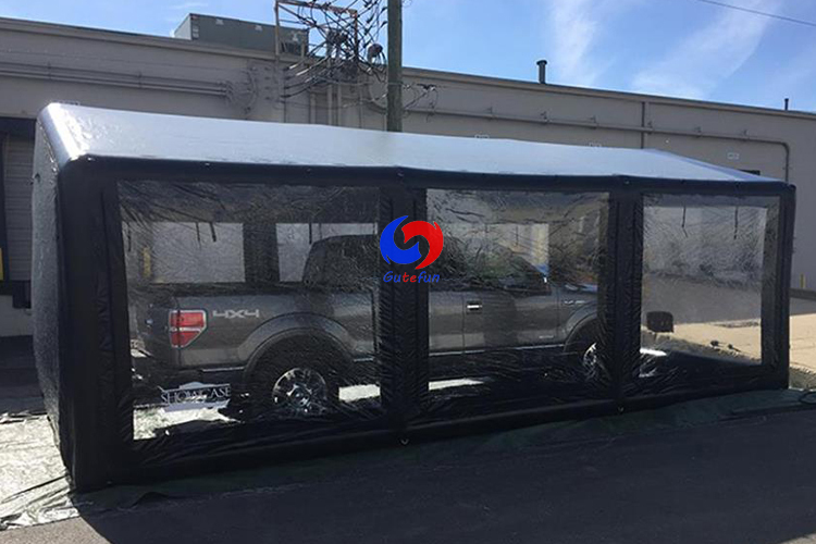 outdoor hail protection mobile folding inflatable car garage tent, black inflatable car cover for hail resistant