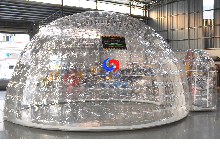 Large Outdoor portable Airtight inflatable clear transparent bubble camping tent with 2 tunnels