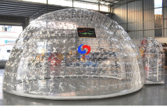 Large Outdoor portable Airtight inflatable clear transparent bubble camping tent with 2 tunnels