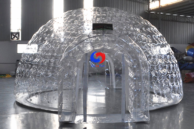 Large Outdoor portable Airtight inflatable clear transparent bubble camping tent with 2 tunnels