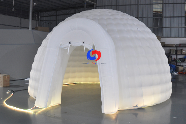Mobile oxford cloth white snow igloo wedding party LED light tent inflatable air dome tent for sale