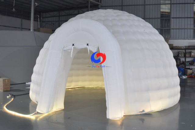 Mobile oxford cloth white snow igloo wedding party LED light tent inflatable air dome tent for sale