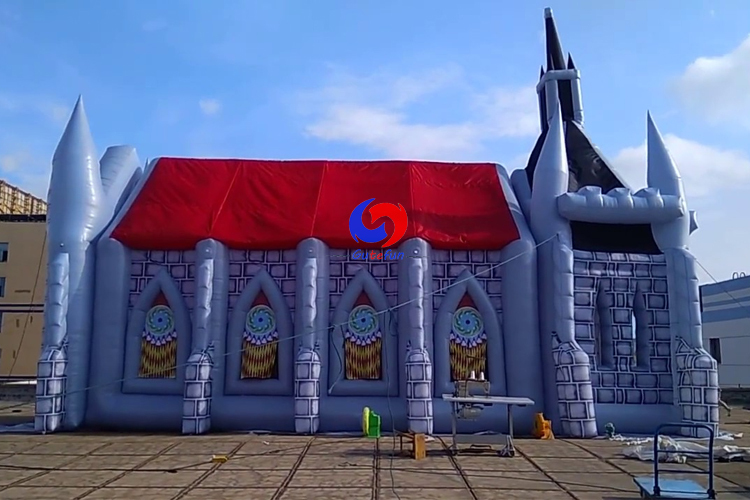custom large outdoor mobile inflatable church building pink inflatable church tent for wedding
