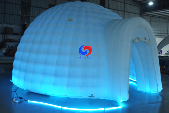 Mobile oxford cloth white snow igloo wedding party LED light tent inflatable air dome tent for sale