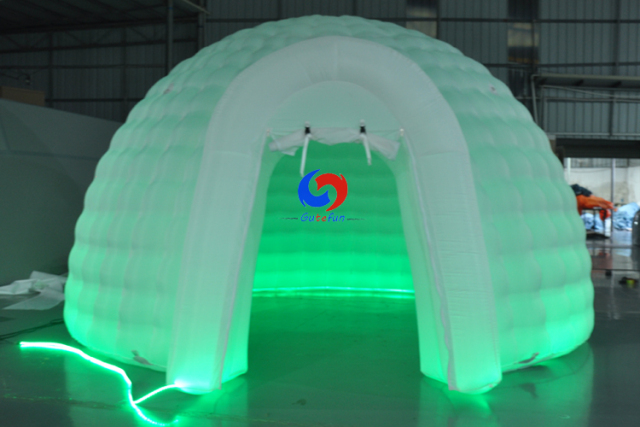 Mobile oxford cloth white snow igloo wedding party LED light tent inflatable air dome tent for sale