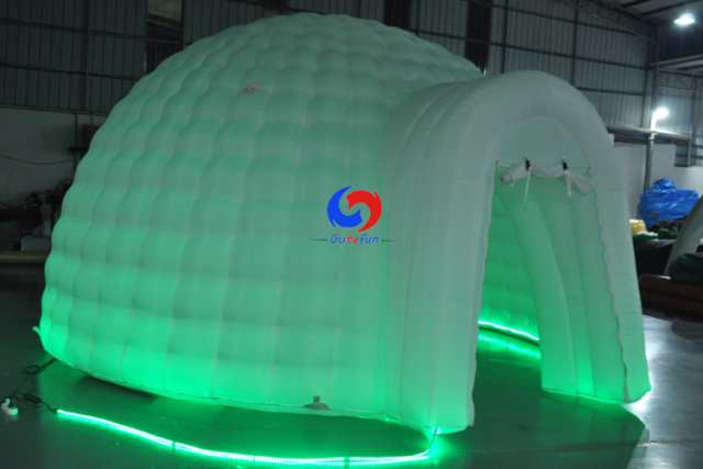 Mobile oxford cloth white snow igloo wedding party LED light tent inflatable air dome tent for sale