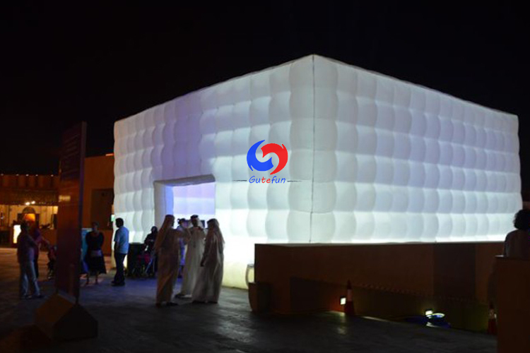 Exhibition cube wedding party nightclub led light inflatable tent,commercial large cube tent inflatable with lights