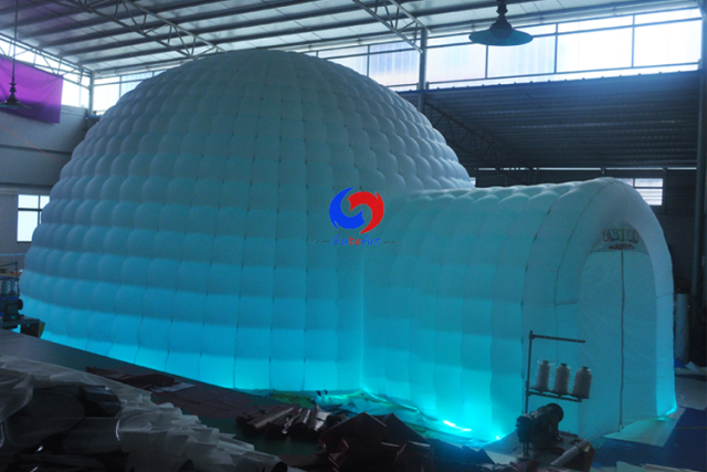 mobile night club party lightweight oxford cloth automatic double layer inflatable room tent with led light