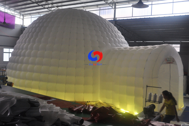 mobile night club party lightweight oxford cloth automatic double layer inflatable room tent with led light