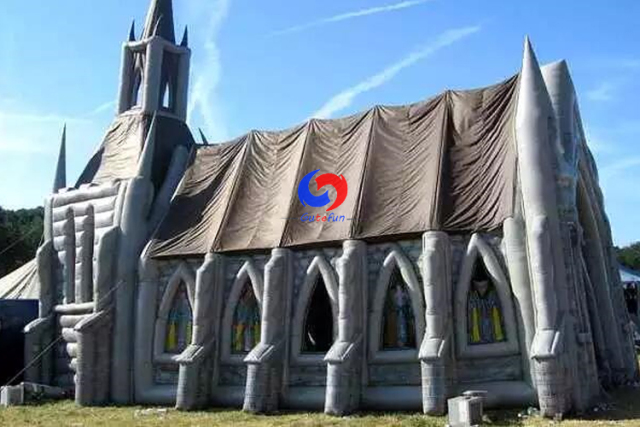 custom large outdoor mobile inflatable church building pink inflatable church tent for wedding