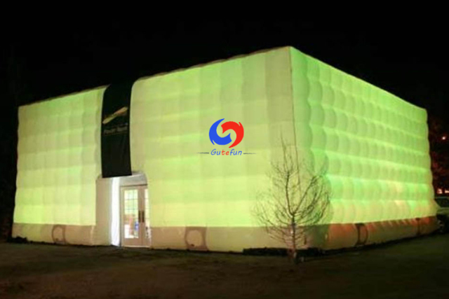 Exhibition cube wedding party nightclub led light inflatable tent,commercial large cube tent inflatable with lights