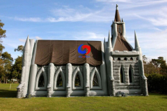 custom large outdoor mobile inflatable church building pink inflatable church tent for wedding