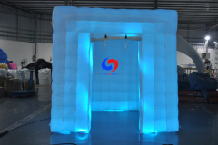 portable wedding party nightclub led light black inflatable cube tent photo booth
