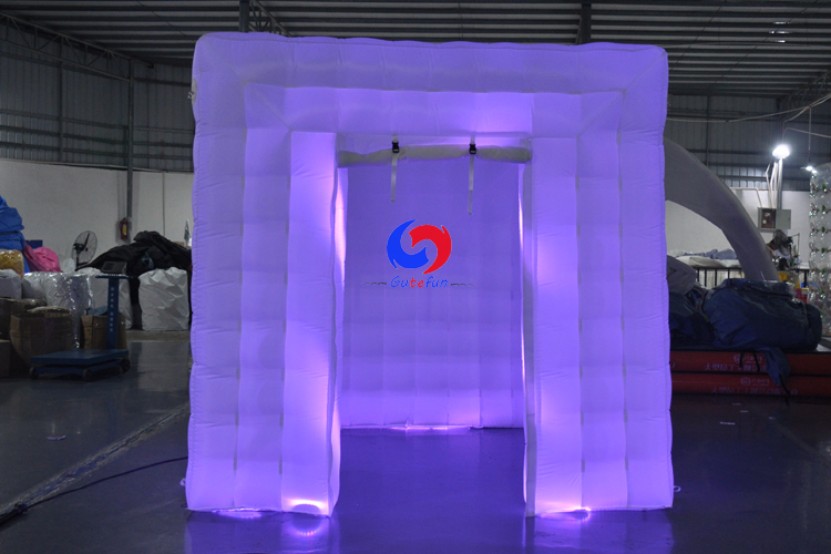 portable wedding party nightclub led light black inflatable cube tent photo booth