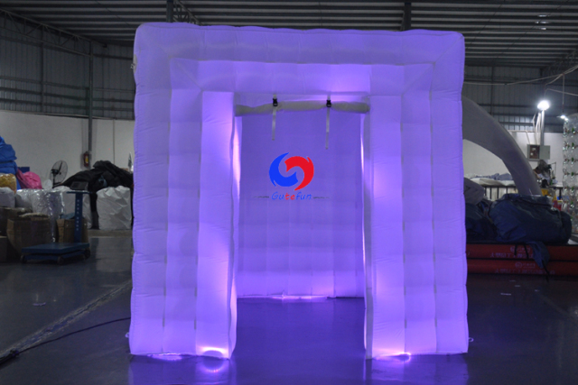 portable wedding party nightclub led light black inflatable cube tent photo booth