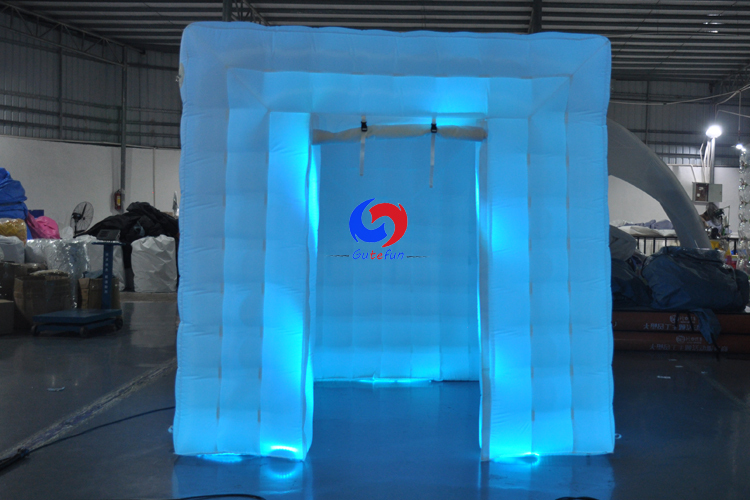 portable wedding party nightclub led light black inflatable cube tent photo booth