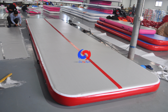 home practices front flips tumbling Red Gray 8inch air track inflatable air tumble track gymnastics mat 8*2*20 for gymnasts
