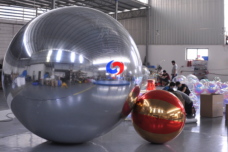 0.8m Dia. magic advertising backdrop metallic mirrored spheres gold/silver/purple inflatable mirror ball sphere for Christmas decoration
