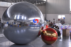 0.8m Dia. magic advertising backdrop metallic mirrored spheres gold/silver/purple inflatable mirror ball sphere for Christmas decoration