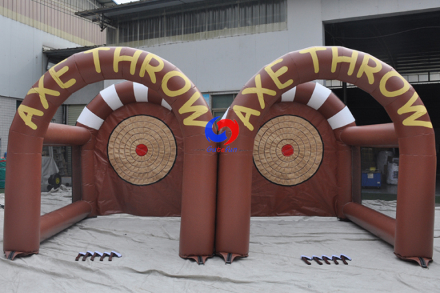 Single&Dual one lane foam hatchet axe throwing game inflatable double axe throw 2 in 1 set sport games for sale