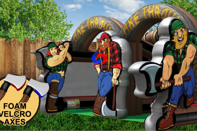 Indoors & Outdoors Foam Axe Throw Game Double lane Lumberjack theme Inflatable Axe Throw for sale