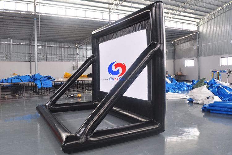 Airtight small portable outdoor 16ft white&black screen air sealed double side rear projector inflatable movie screen for sale