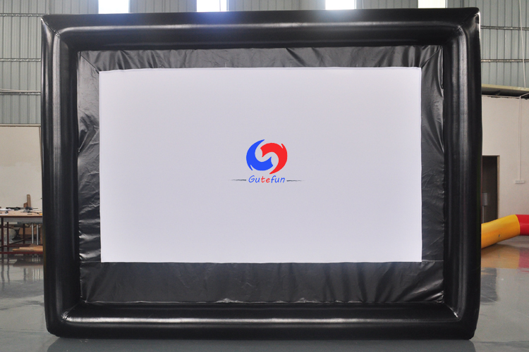 Airtight small portable outdoor 16ft white&black screen air sealed double side rear projector inflatable movie screen for sale