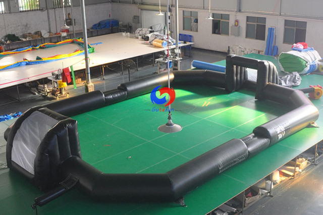 best pvc outdoor big Air Inflated Sports Court black&red inflatable soccer field sports activities for sale