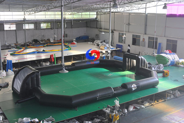 best pvc outdoor big Air Inflated Sports Court black&red inflatable soccer field sports activities for sale
