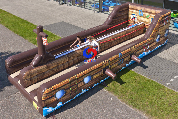 OEM custom pirateship Two Players Double Lane inflatable bungee run for adults kids