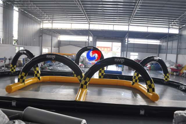 outdoor large portable bumper cars bike Tricycles racing arena inflatable go karts race track for sale