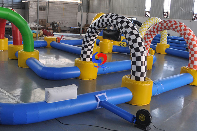 outdoor large portable bumper cars bike Tricycles racing arena inflatable go karts race track for sale