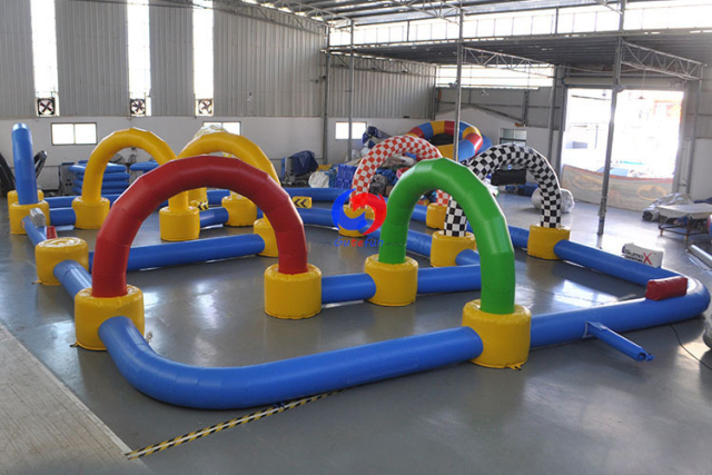 outdoor large portable bumper cars bike Tricycles racing arena inflatable go karts race track for sale