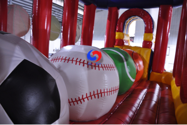large outdoor sports red baller wipe out inflatable wipeout obstacle big balls for sale