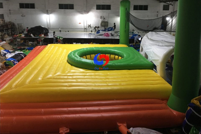 popular Corporate Games Inflatable Bossaball Beach Flying Volleyball Court with Bungee Trampoline