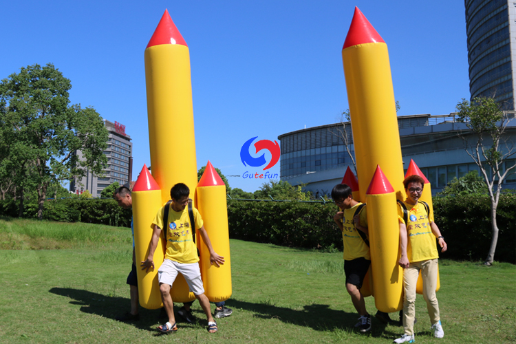 Team Building Challenge Attraction Games 3m Giant Inflatable Rocket Backpack for outdoor activities