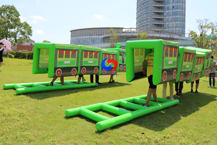 Two teams 4vs4 Sports Attraction "Inflatable train" for corporate event and team building