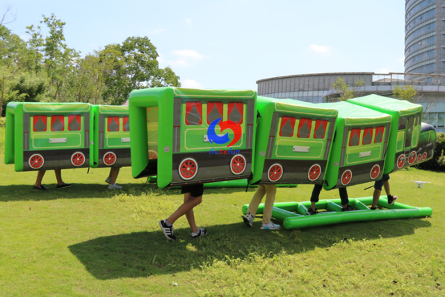 Two teams 4vs4 Sports Attraction "Inflatable train" for corporate event and team building