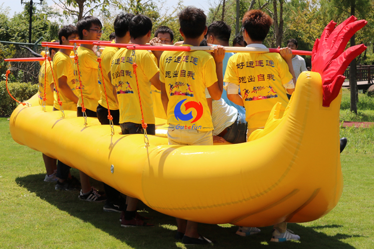 12vs12 two teams racing attraction dragon boat inflatable for large outdoor team building sport games