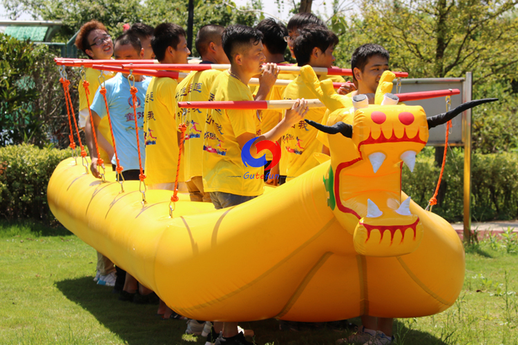 12vs12 two teams racing attraction dragon boat inflatable for large outdoor team building sport games